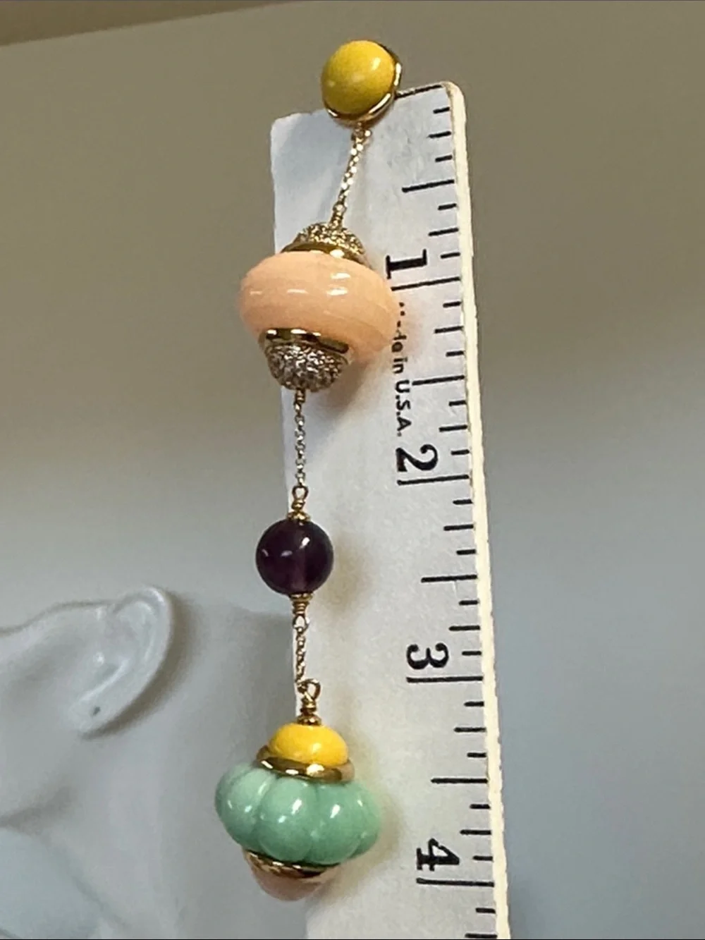 Tory Burch Multicolor Bead Drop Earrings - Peach, Mint, Mustard & Plum